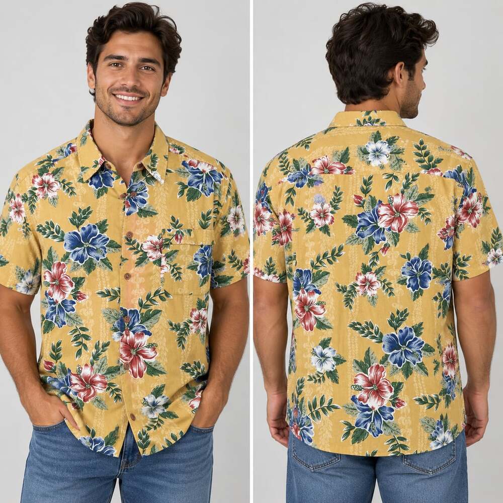 Vintage Y2K 2000 Tommy Hilfiger Hawaiian Shirt M Hibiscus Floral Aloha